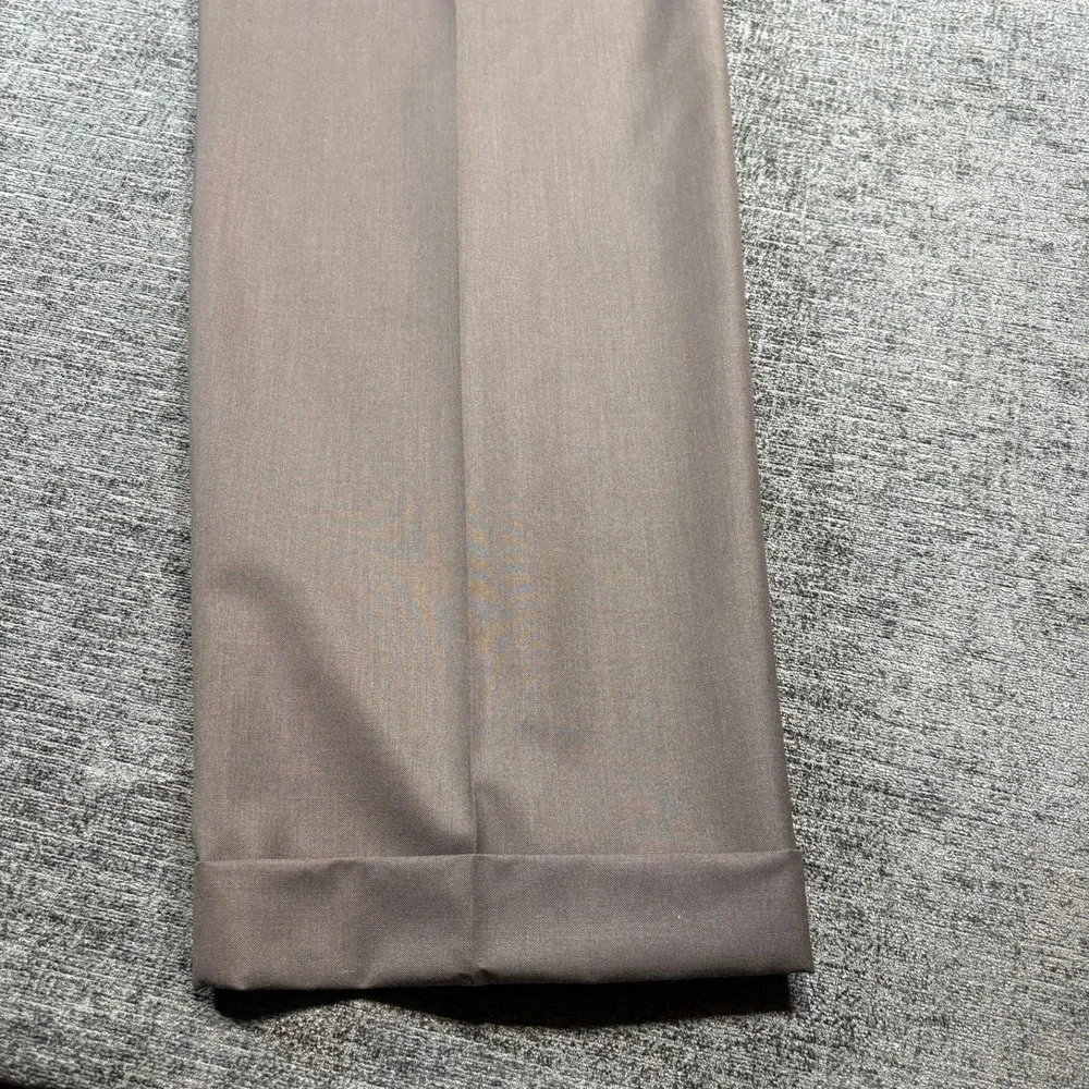 Lauren Ralph Lauren Dress Pants Mens 38 Brown Pleated Cuffed Trousers 1207